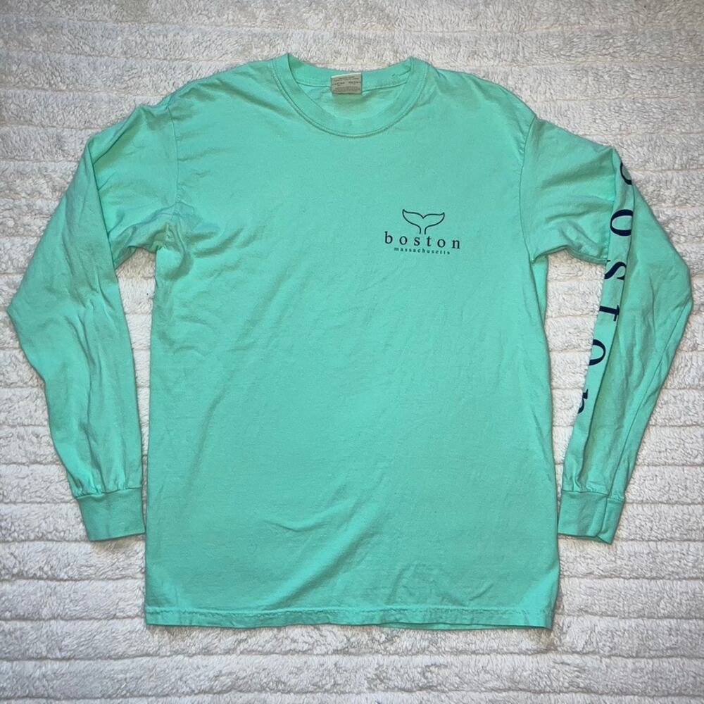 Boston Massachusetts Comfort Colors Mint Green Long Sleeve